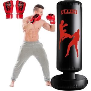 Freestanding Punching Bag for Adults with Gloves, Kick Boxing Bag with Stand